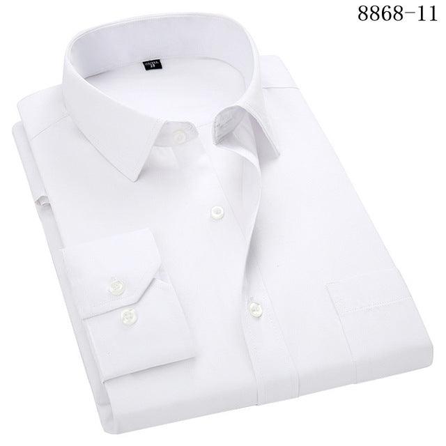 4XL 5XL 6XL 7XL 8XL Large Size Men's Business Casual Long Sleeved Shirt White Blue Black Smart Male Social Dress Shirts For Plus - Encouraging The Truth Organization