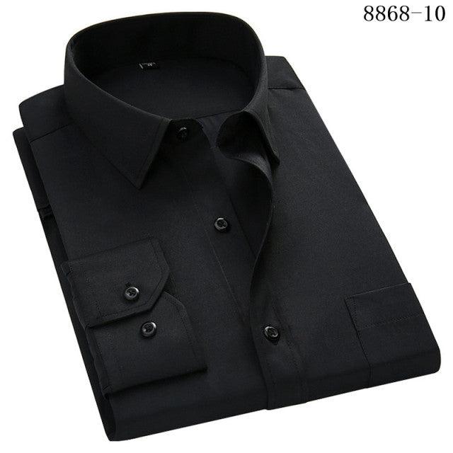 4XL 5XL 6XL 7XL 8XL Large Size Men's Business Casual Long Sleeved Shirt White Blue Black Smart Male Social Dress Shirts For Plus - Encouraging The Truth Organization