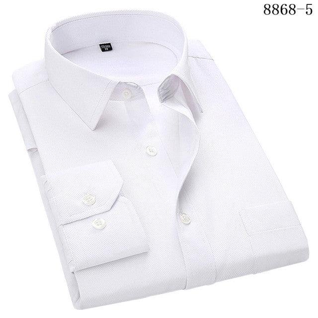 4XL 5XL 6XL 7XL 8XL Large Size Men's Business Casual Long Sleeved Shirt White Blue Black Smart Male Social Dress Shirts For Plus - Encouraging The Truth Organization