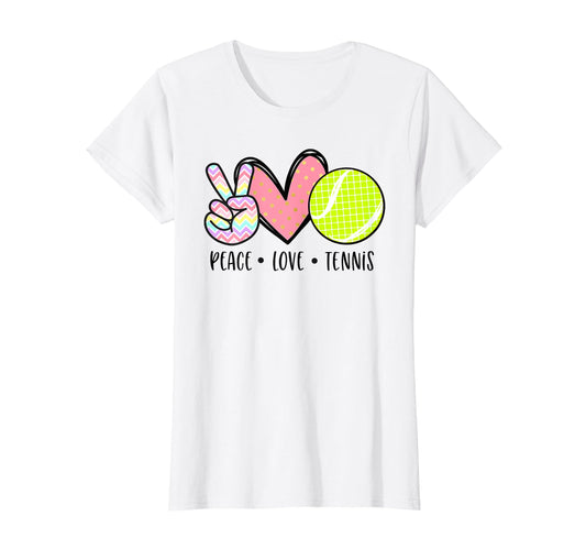 Peace Love Tennis Teen Little Pastel T-Shirt - Unique Graphic Men Women