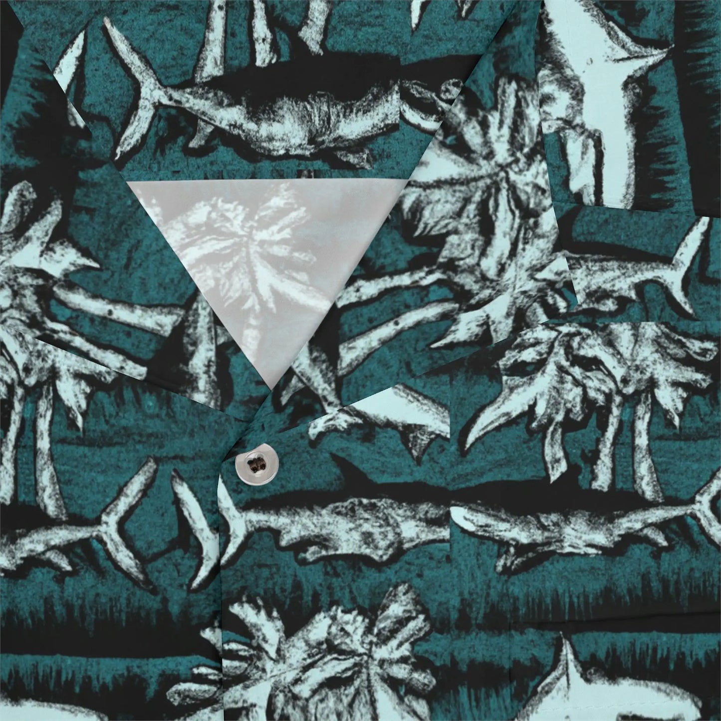 Men's Vintage Chalk Shark Hawaiian Shirt - Bold Ocean Print Collection