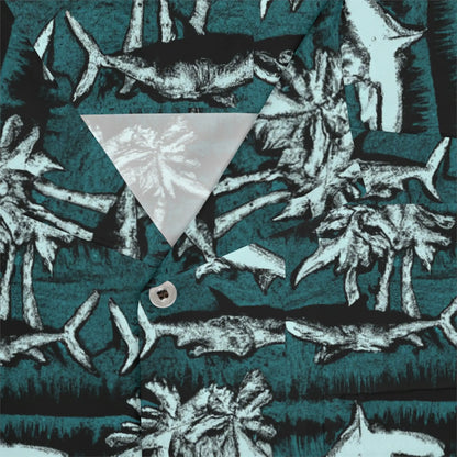 Men's Vintage Chalk Shark Hawaiian Shirt - Bold Ocean Print Collection