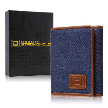 Mens RFID Wallet - Extra Capacity Leather Trifold 7 slot with ID Window