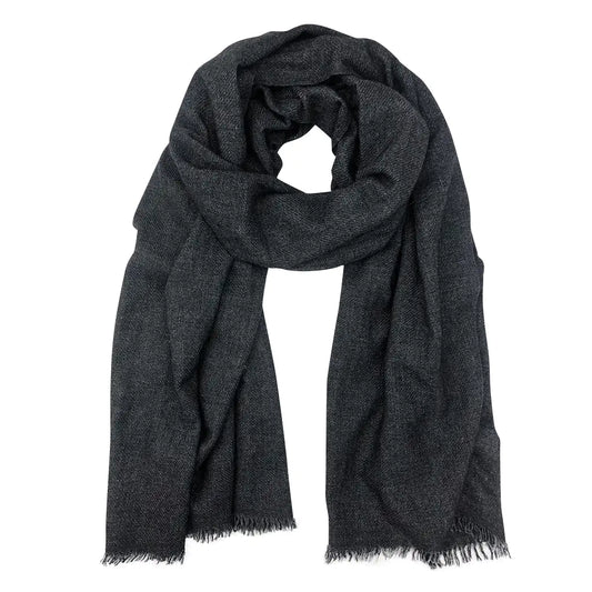 Black Handloom Cashmere Scarf - Himalayan Grade A Artisan Crafted