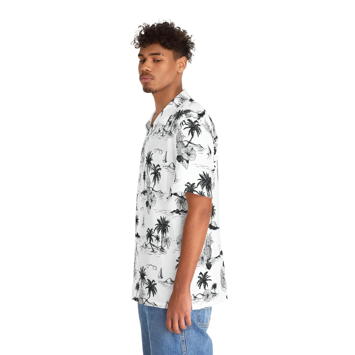 Men's Tropical Vintage Print Hawaiian Shirt - Tropical Seas Collection