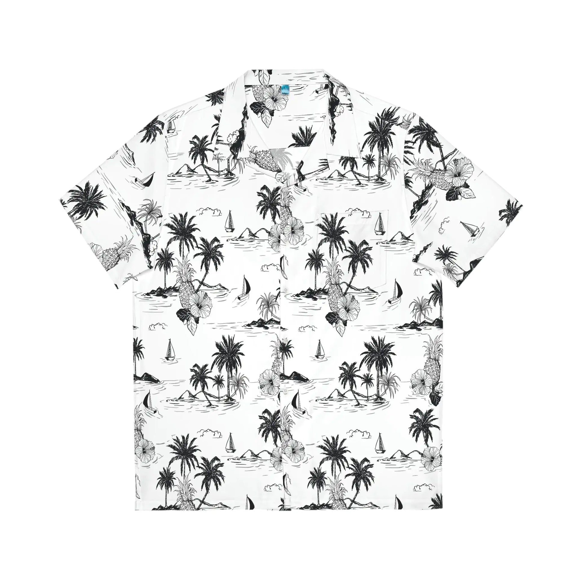 Men's Tropical Vintage Print Hawaiian Shirt - Tropical Seas Collection