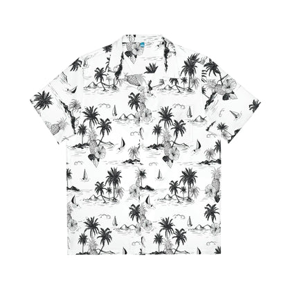 Men's Tropical Vintage Print Hawaiian Shirt - Tropical Seas Collection