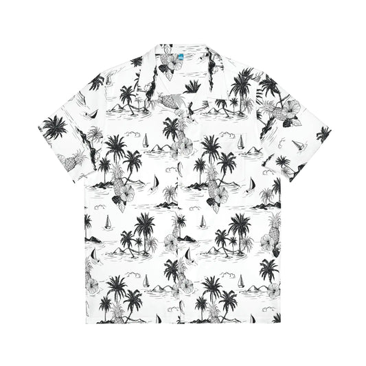 Men's Tropical Vintage Print Hawaiian Shirt - Tropical Seas Collection
