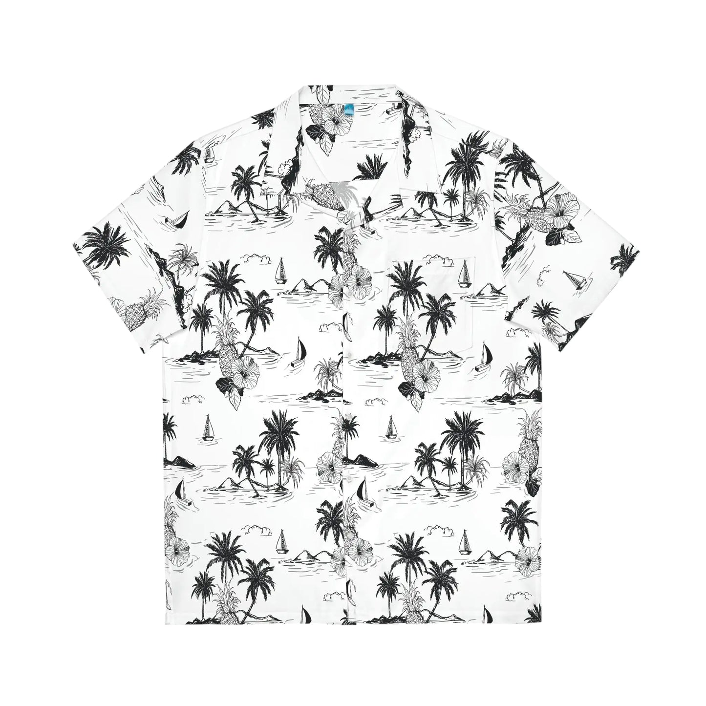 Men's Tropical Vintage Print Hawaiian Shirt - Tropical Seas Collection