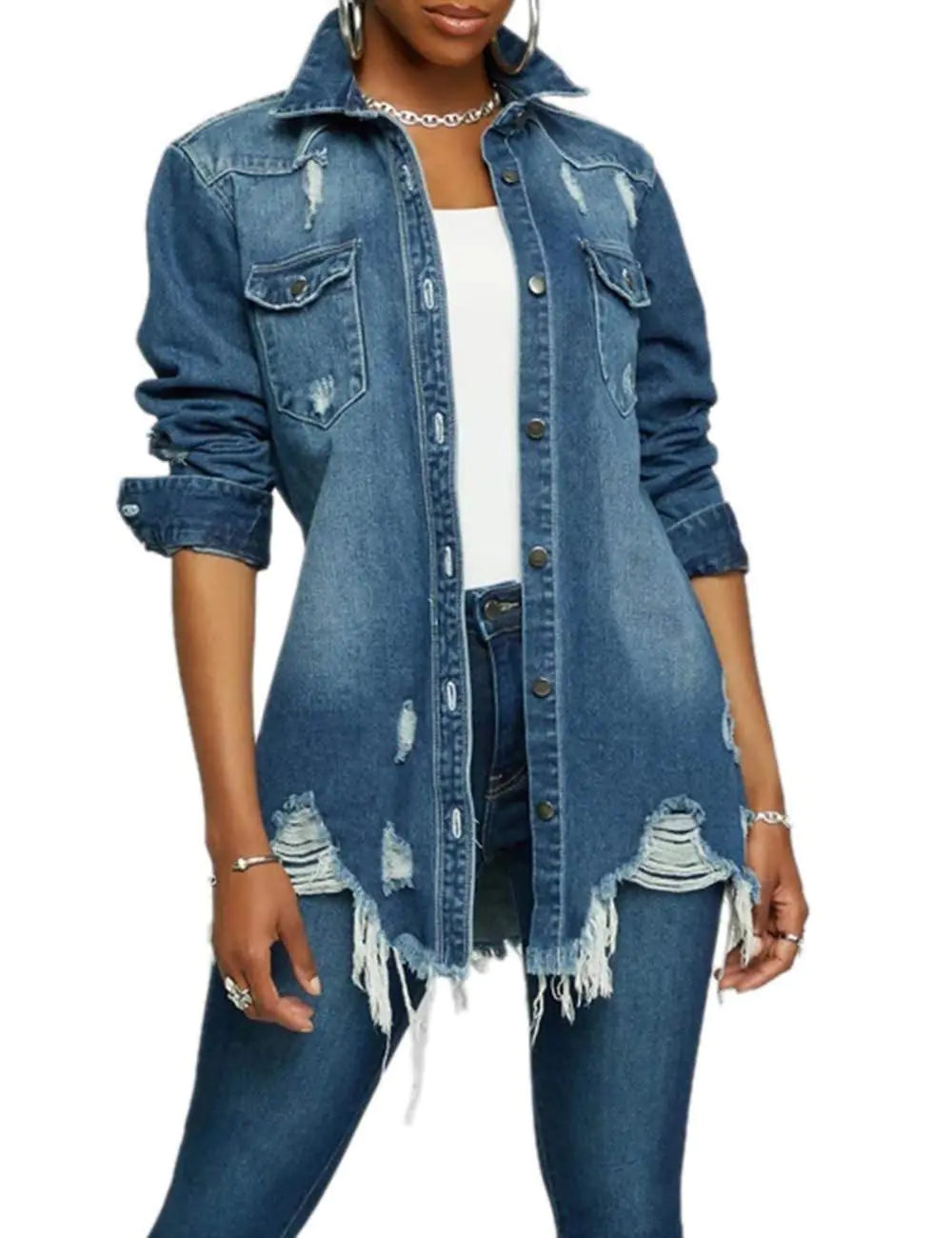 SOMTHRON Destroyed Denim Jacket – Washed Distressed Outerwear