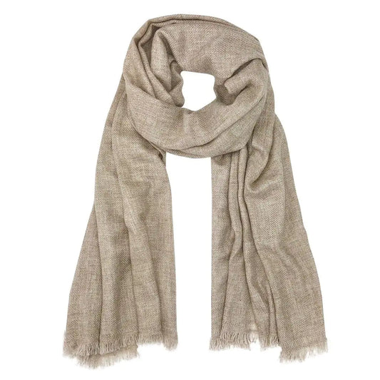 Beige Handloom Cashmere Scarf - Himalayan Grade A Artisan Crafted