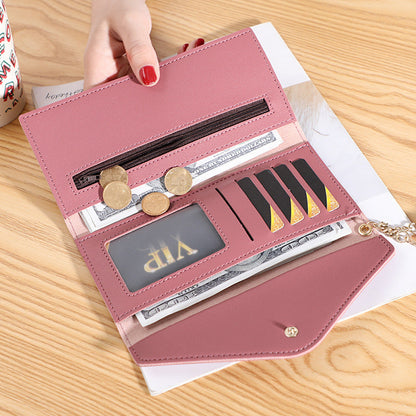 Wallet women's long, fringed three-fold flip clutch bag, simple women's wallet evening
