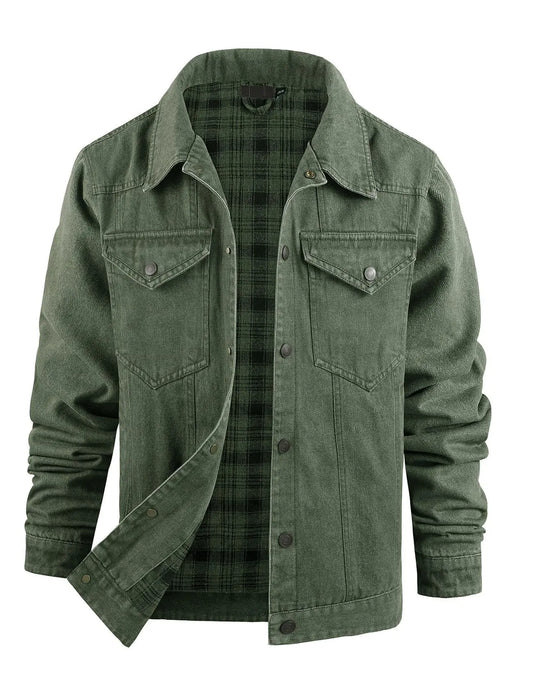 Flygo Flannel Lined Denim Jacket – Cowboy Cut Trucker Coat