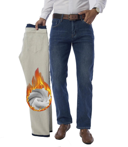 Fakanhui Fleece Lined Thermal Jeans – Winter Insulated Denim