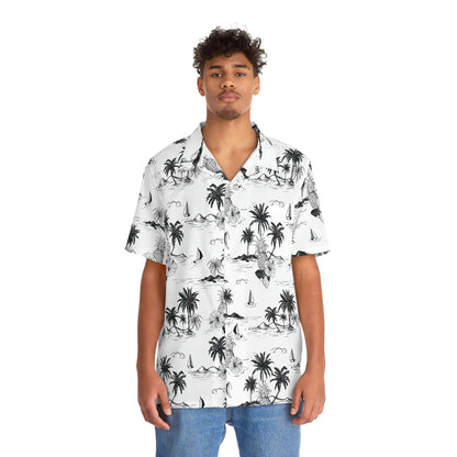 Men's Tropical Vintage Print Hawaiian Shirt - Tropical Seas Collection