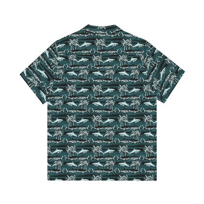 Men's Vintage Chalk Shark Hawaiian Shirt - Bold Ocean Print Collection
