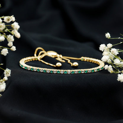 Certified Lab Grown Diamond and Emerald Bolo Bracelet For Wedding