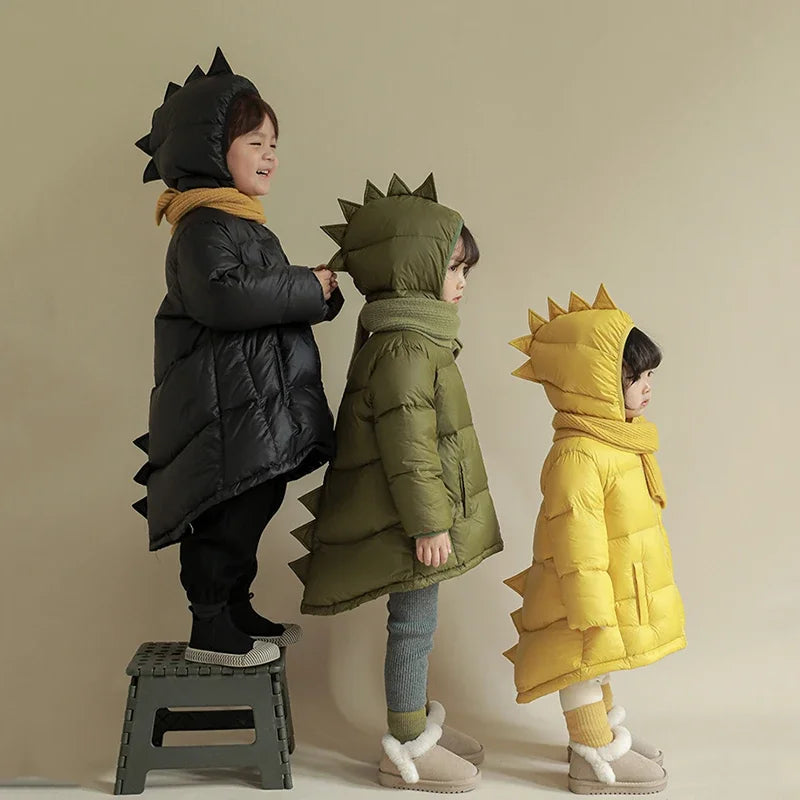 Dinosaur Kids Parka Down Coat Jacket Windproof Waterproof Thicken Children Warm Down Snowsuit Toddler Girl Boy Parkas Outerwear