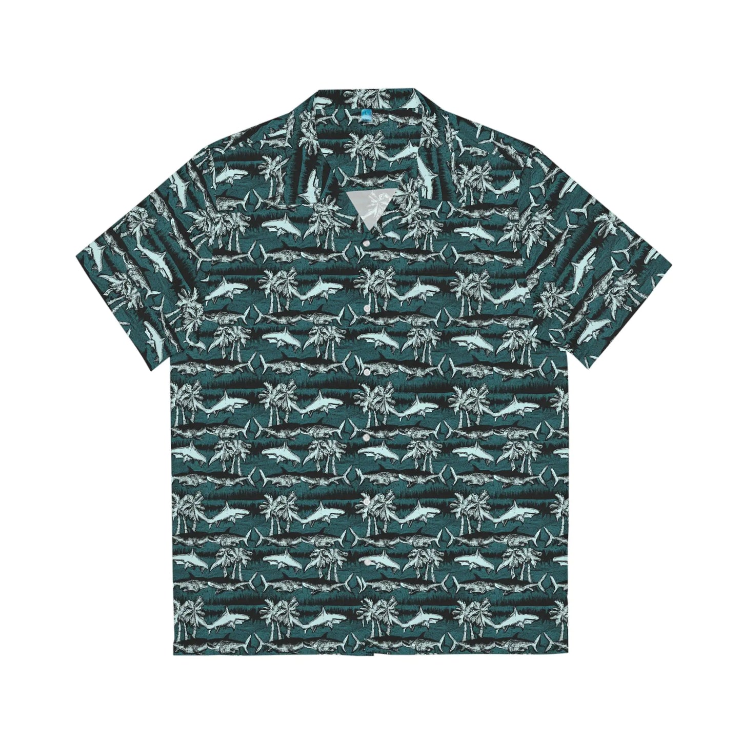 Men's Vintage Chalk Shark Hawaiian Shirt - Bold Ocean Print Collection