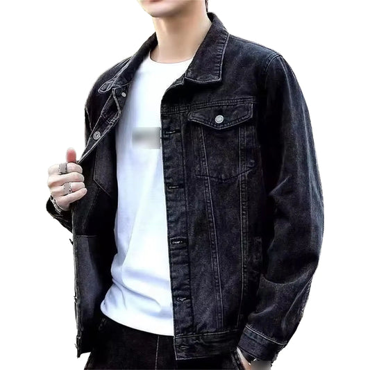SWJGLITTR Classic Lapel Jean Jacket – Slim Fit Trucker Coat