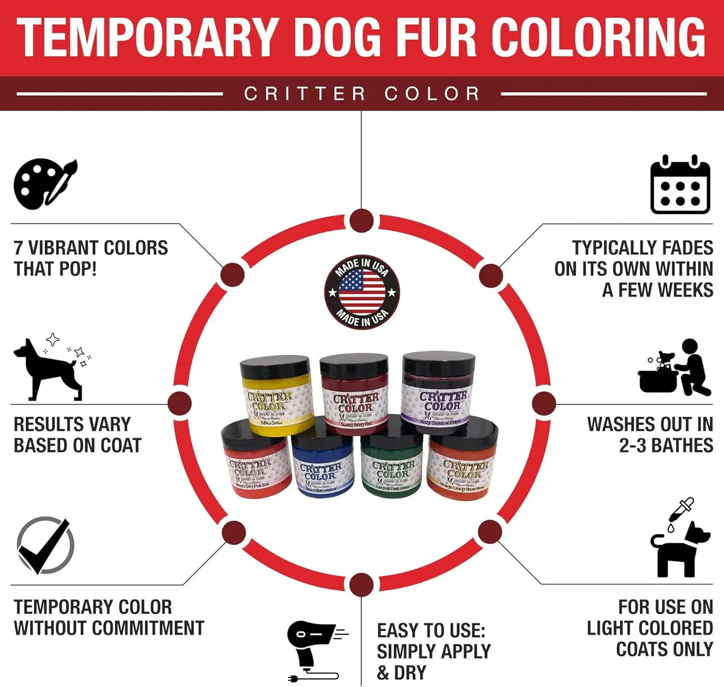 Warren London Critter Color Temporary Pet Fur Dye, Washable Non-Toxic 4oz
