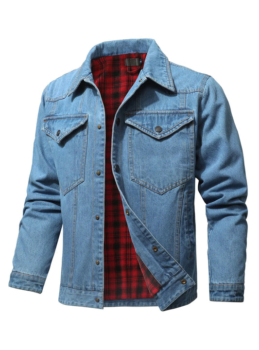 KAVIANA Flannel Lined Denim Jacket – Cowboy Cut Trucker Coat