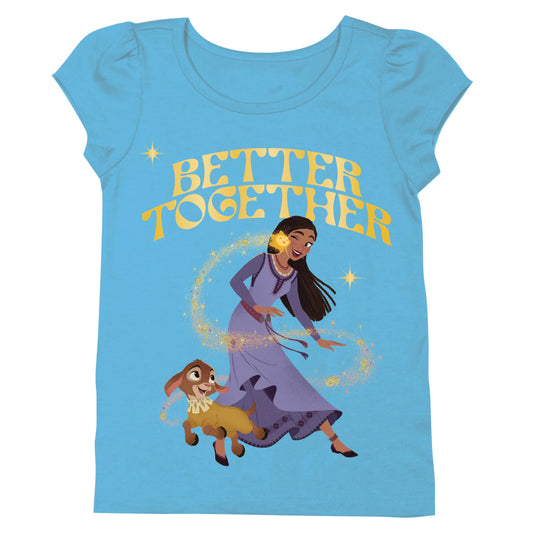 Disney Girls Wish Movie Asha Star & Valentino Short Sleeve T-Shirt-Sizes 2-16 Turquoise