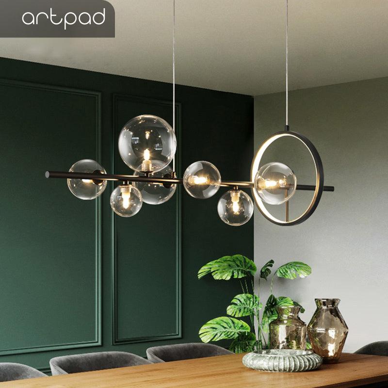 Artpad Nordic Black LED Chandelier Light 7/10 Glass Bubble Lampshade Dining Room Cloth Store Hanging Chandelier Lighting G9 Bulb - Encouraging The Truth Organization