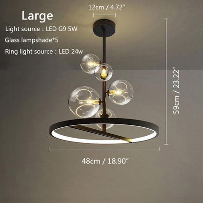 Artpad Nordic Black LED Chandelier Light 7/10 Glass Bubble Lampshade Dining Room Cloth Store Hanging Chandelier Lighting G9 Bulb - Encouraging The Truth Organization