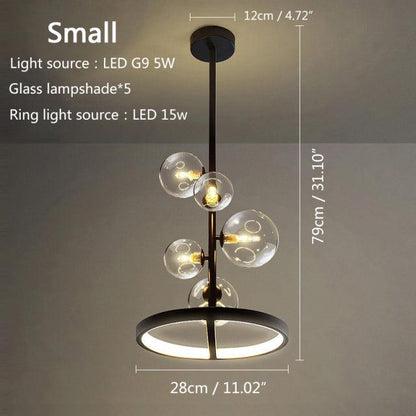 Artpad Nordic Black LED Chandelier Light 7/10 Glass Bubble Lampshade Dining Room Cloth Store Hanging Chandelier Lighting G9 Bulb - Encouraging The Truth Organization