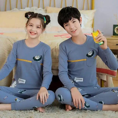 Boys Girls Sleepwear Winter Cotton Pajamas Sets Children Home Wear For Boy Pajamas Kids Nightwear Teenage Pajamas Clothes Sleepwear Suit Comfortable Thin Leisure Sleep Lounge Sleepwear for Adults Women Jogging Home wear