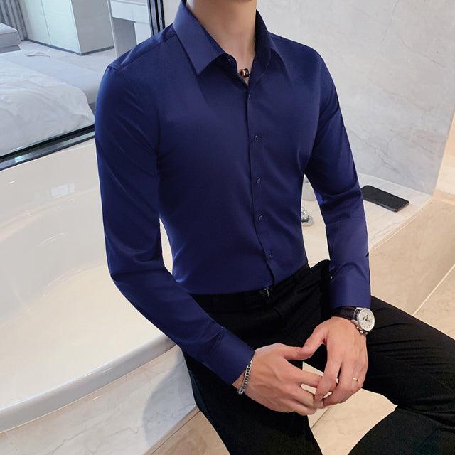 British Style Long Sleeve Shirt Men Clothing Fashion 2022 Autumn Business Formal Wear Chemise Homme Slim Fit Camisa Masculina - Encouraging The Truth Organization