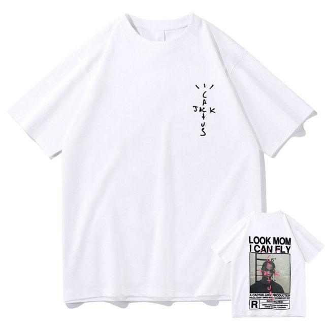 Cactus Jack T-shirt Summer Men Women LOOK MOM I CAN FLY Travis Scott Tees Hip Hop Style Short Sleeve Harajuku Logo Print Tshirt - Encouraging The Truth Organization