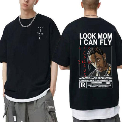 Cactus Jack T-shirt Summer Men Women LOOK MOM I CAN FLY Travis Scott Tees Hip Hop Style Short Sleeve Harajuku Logo Print Tshirt - Encouraging The Truth Organization