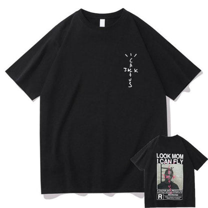 Cactus Jack T-shirt Summer Men Women LOOK MOM I CAN FLY Travis Scott Tees Hip Hop Style Short Sleeve Harajuku Logo Print Tshirt - Encouraging The Truth Organization