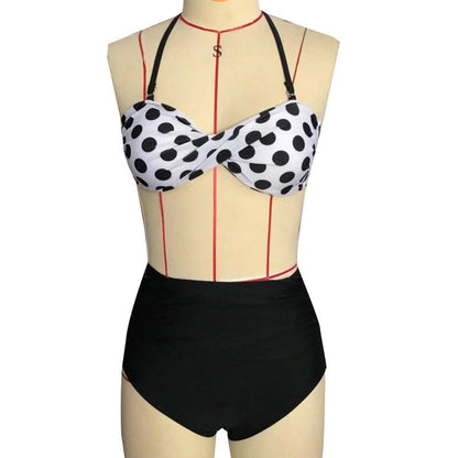 Cutest Retro Swimsuit Swimwear Vintage High Waist Swimsuit For Women Halter 2 Piece Bathing Suit Ruffle Bikini Set Tummy Control Vintage Pin Up High Waist Bikini Set For Women Swimming Bathing Suit S/M/L/XL
