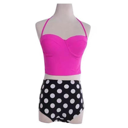 Cutest Retro Swimsuit Swimwear Vintage High Waist Swimsuit For Women Halter 2 Piece Bathing Suit Ruffle Bikini Set Tummy Control Vintage Pin Up High Waist Bikini Set For Women Swimming Bathing Suit S/M/L/XL