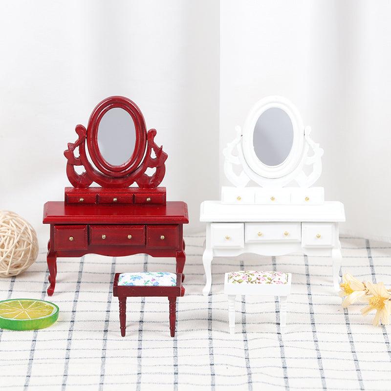 Dollhouse Furniture Wooden Dresser Stool Set for Doll House Bedroom Decor - Encouraging The Truth Organization