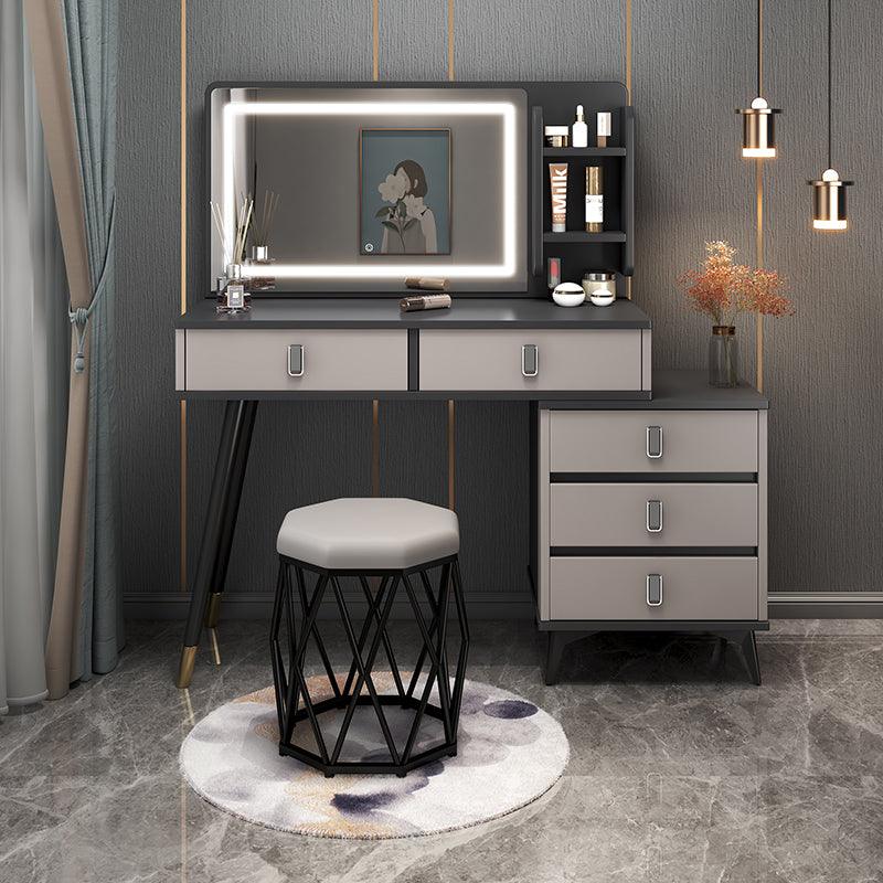 Dressing Table For Bedroom Dimmable Light Mirror Jewelry Makeup Organizer Bedroom 5 Drawers Vanity Table Set Dressers Furniture - Encouraging The Truth Organization