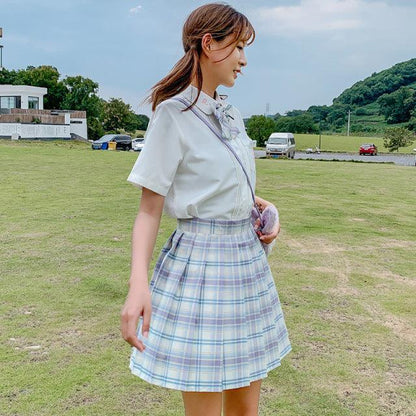 FESTY KARY Fashion 2021 Summer Women Skirts Japan Style School Pleated Skirts for Girls High Waist Plaid Mini Skirts Women - Encouraging The Truth Organization