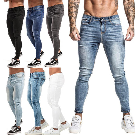 GINGTTO Jeans Men Elastic Waist Skinny Jeans Men 2020 Stretch Ripped Pants Streetwear Mens Denim Jeans Blue - Encouraging The Truth Organization