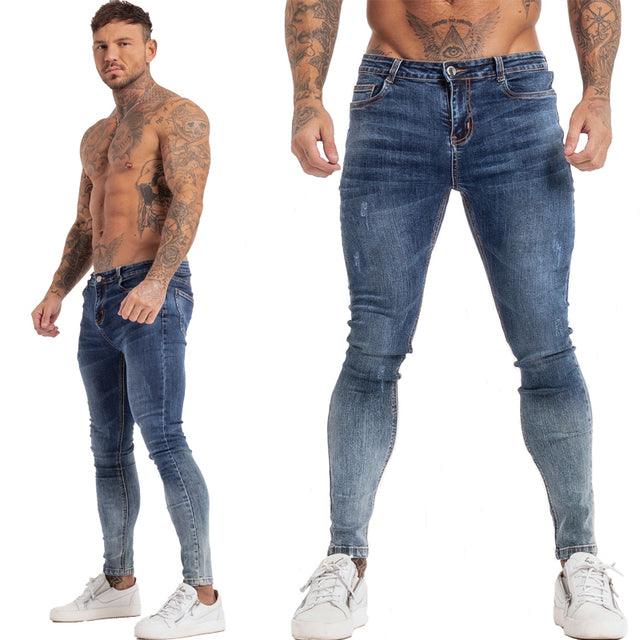 GINGTTO Jeans Men Elastic Waist Skinny Jeans Men 2020 Stretch Ripped Pants Streetwear Mens Denim Jeans Blue - Encouraging The Truth Organization