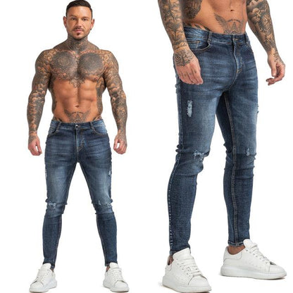 GINGTTO Jeans Men Elastic Waist Skinny Jeans Men 2020 Stretch Ripped Pants Streetwear Mens Denim Jeans Blue - Encouraging The Truth Organization