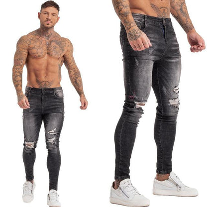 GINGTTO Jeans Men Elastic Waist Skinny Jeans Men 2020 Stretch Ripped Pants Streetwear Mens Denim Jeans Blue - Encouraging The Truth Organization