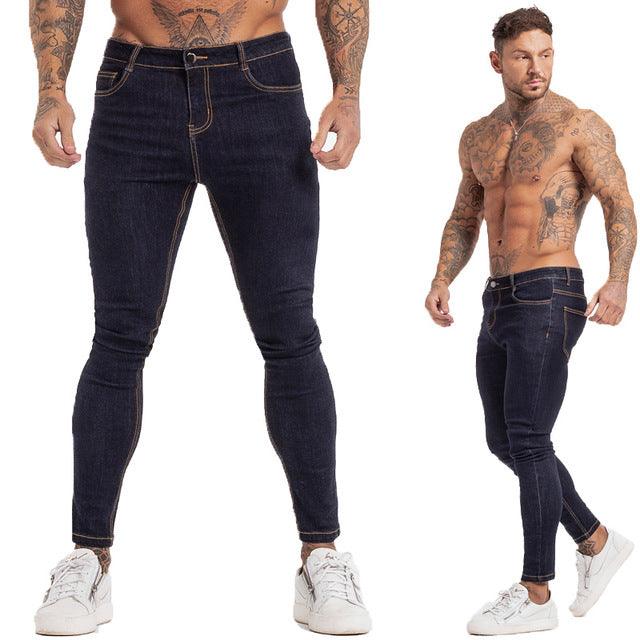 GINGTTO Jeans Men Elastic Waist Skinny Jeans Men 2020 Stretch Ripped Pants Streetwear Mens Denim Jeans Blue - Encouraging The Truth Organization