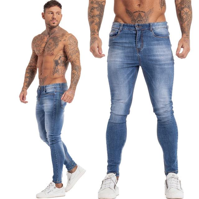 GINGTTO Jeans Men Elastic Waist Skinny Jeans Men 2020 Stretch Ripped Pants Streetwear Mens Denim Jeans Blue - Encouraging The Truth Organization