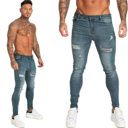 GINGTTO Jeans Men Elastic Waist Skinny Jeans Men 2020 Stretch Ripped Pants Streetwear Mens Denim Jeans Blue - Encouraging The Truth Organization