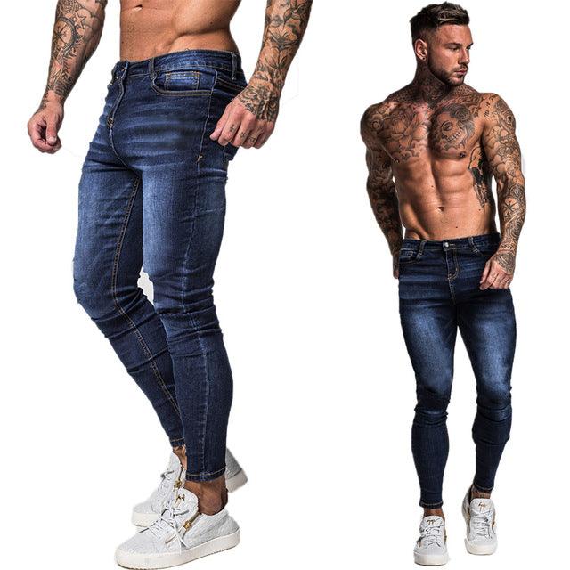 GINGTTO Jeans Men Elastic Waist Skinny Jeans Men 2020 Stretch Ripped Pants Streetwear Mens Denim Jeans Blue - Encouraging The Truth Organization