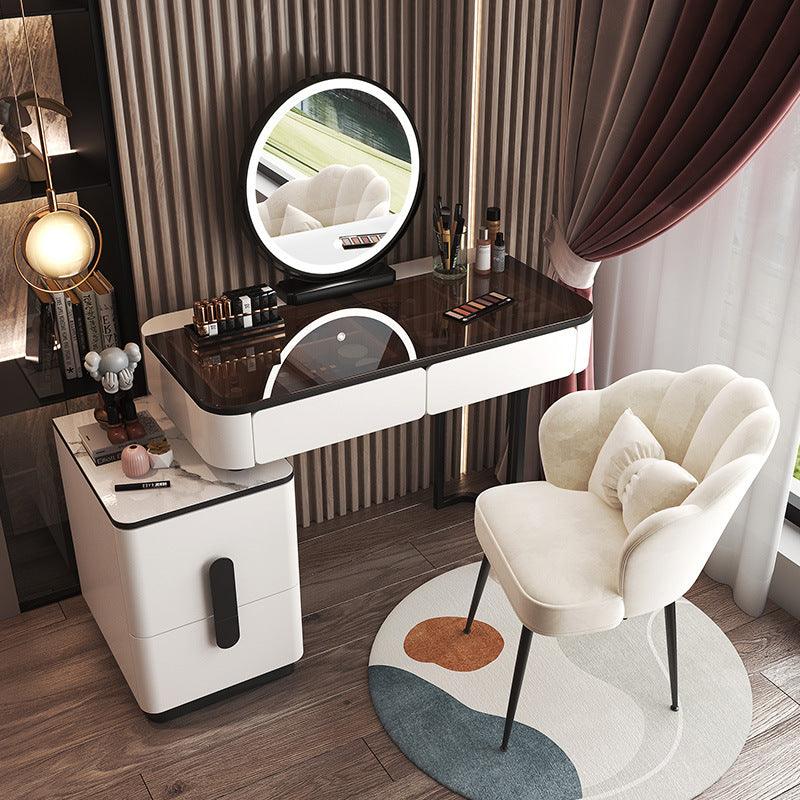 Glass Dressing Table with Mirror Bedroom Makeup Desk Table Cabinet Storage Cabinet Home Furniture Bedroom Dressers Vanity Set - Encouraging The Truth Organization