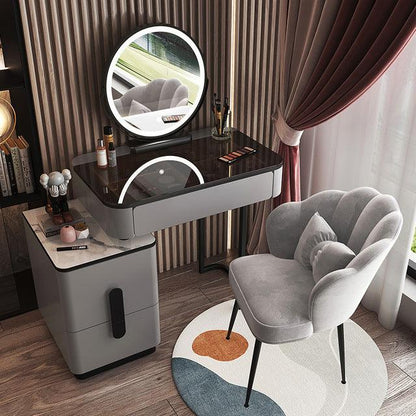 Glass Dressing Table with Mirror Bedroom Makeup Desk Table Cabinet Storage Cabinet Home Furniture Bedroom Dressers Vanity Set - Encouraging The Truth Organization